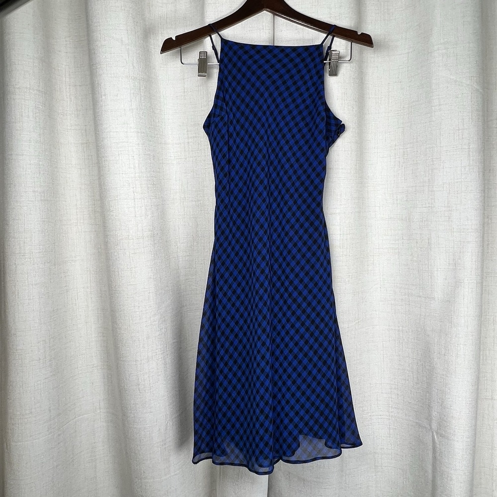 NEW! Polo Ralphโ Lauren Girls 16 Royal Blue Black Gingham Chiffon Dress $75